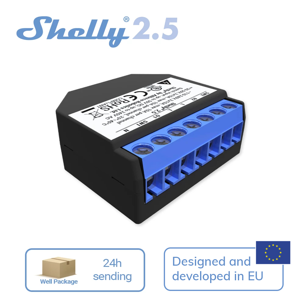 Shelly 2.5 Smart Home Double R - Shelly Relay Module 评论和价格