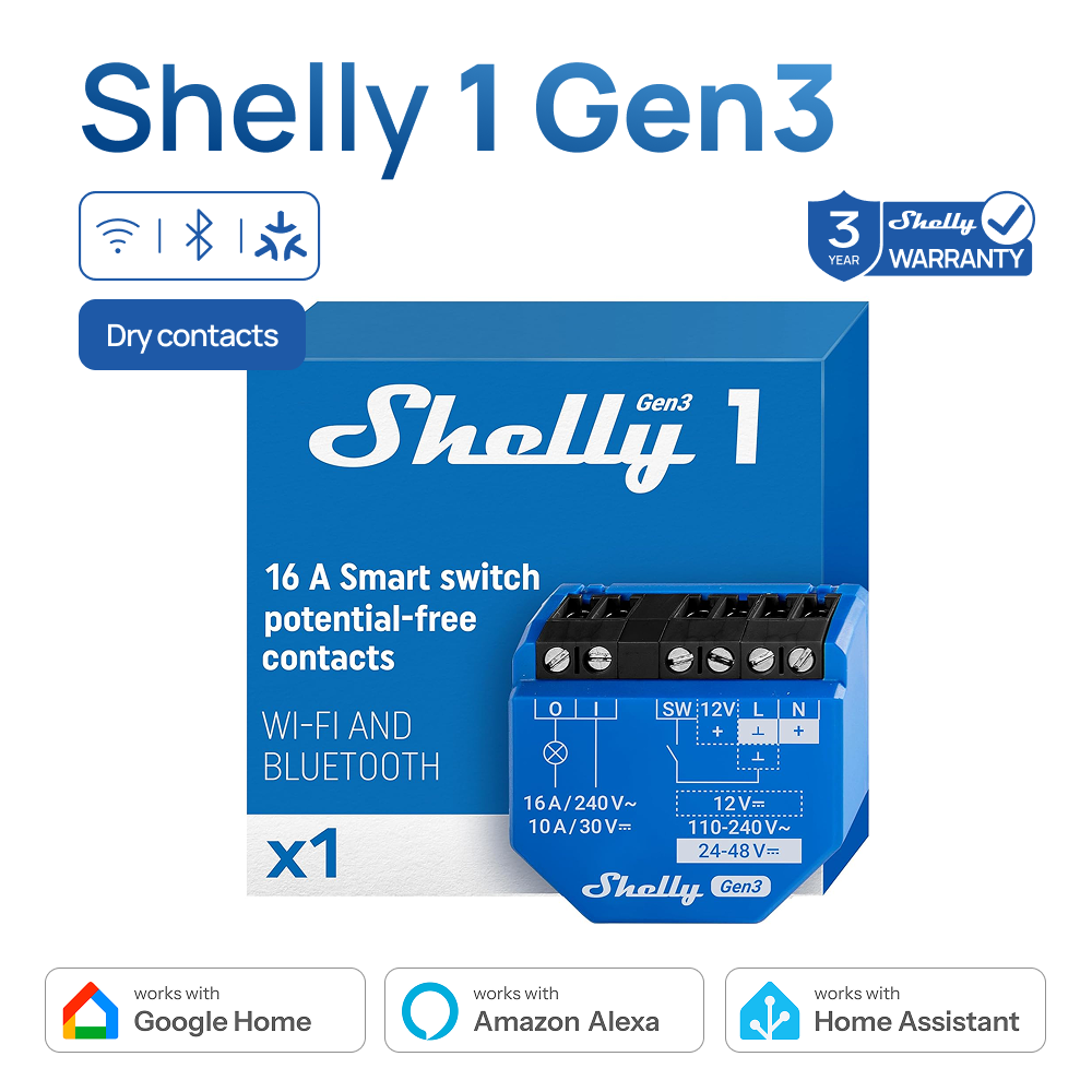 Shelly 1 Gen3 Dry Contact Smar - Shelly Relay Module 评论和价格