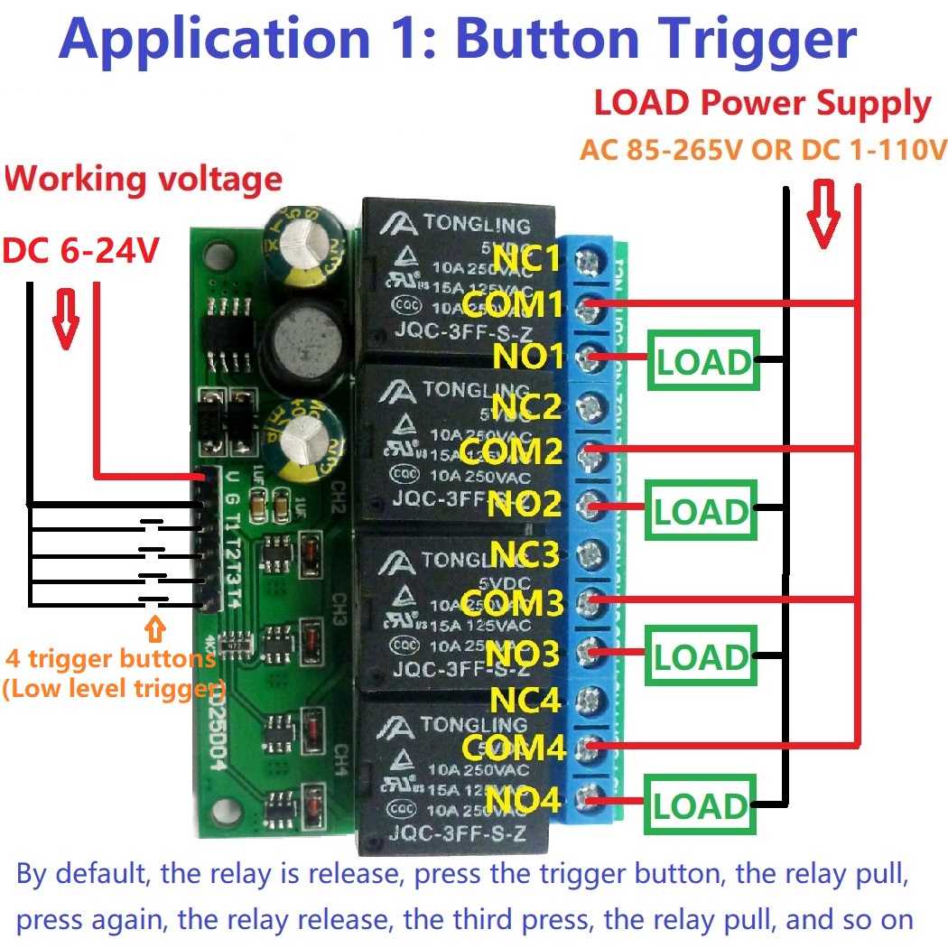4ch DC 6V-24V Flip-Flop Latch  - Shelly Relay Module 评论和价格